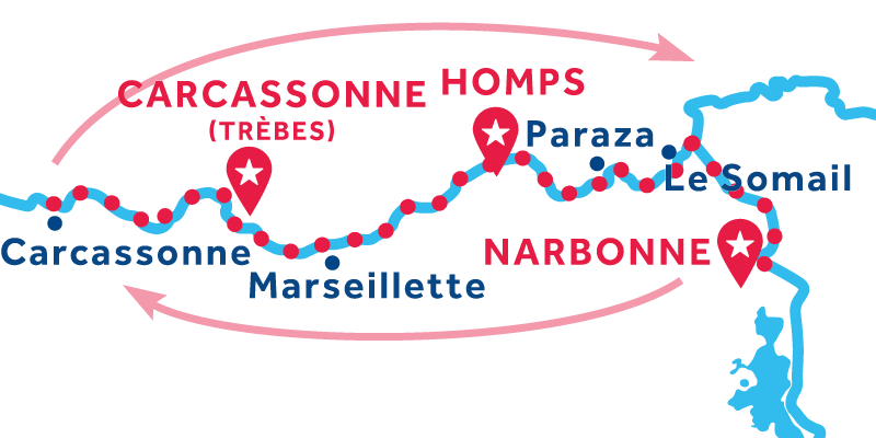Narbonne ALLER RETOUR via Carcassonne